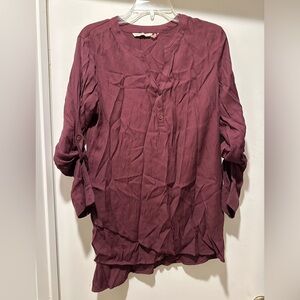 Soft Surroundings Mulberry Asymmetrical Long Sleeve Roll Tab Tunic Size Small
